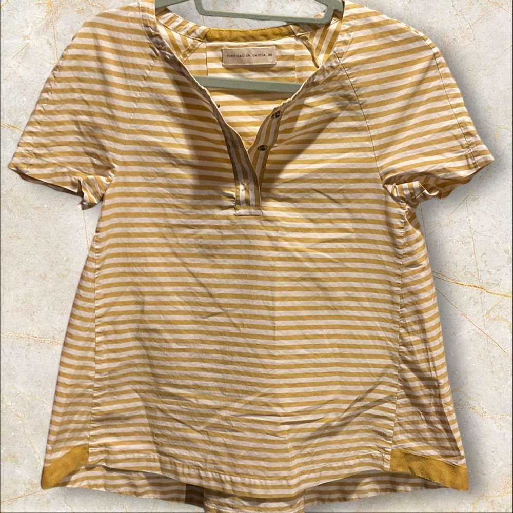 ** Purification Garcia Stripe Pullover Blouse